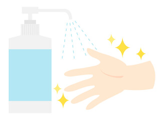 消毒液と清潔な手のひら