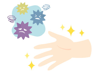 横向きの手と弱ったバイキン