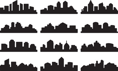 Fototapeta premium Collection of diverse city skyline silhouettes
