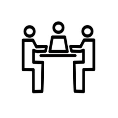 Business meeting icon. Vector graphic, not Artificial Intelligence, logo illustration. Replaceable vector design.