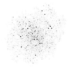 Obraz premium Abstract black ink splatter spray texture with dust particles.