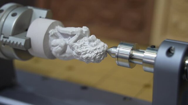 Milling machine cutting object workpiece. CNC engraving