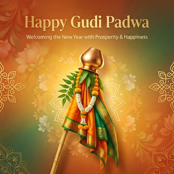 Vibrant Gudi Padwa celebration with traditional Indian decor and festive colors