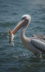A Pelican Resting on the Dock with Its Long Neck Curled Gracefully