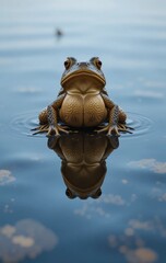 A Realistic Image of a Green Frog in a Pristine Natural Habitat with Lifelike Detail