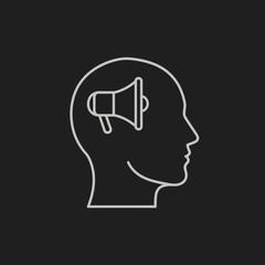 Mind Communication Icon &ndash; Head Megaphone Idea Voice Concept Illustration