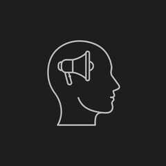 Mind Communication Icon &ndash; Head Megaphone Idea Voice Concept Illustration