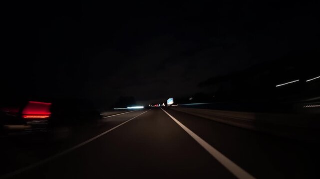 Driving on the highway hyperlapse at night
