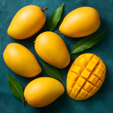 Ripe TJC Mango with Tropical Appeal on Rustic Surface