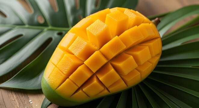 Ripe TJC Mango with Tropical Appeal on Rustic Surface
