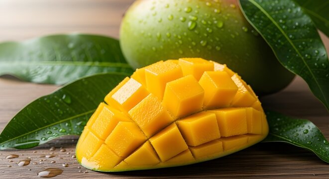Ripe TJC Mango with Tropical Appeal on Rustic Surface