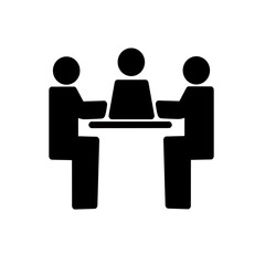 Business meeting icon. Vector graphic, not Artificial Intelligence, logo illustration. Replaceable vector design.