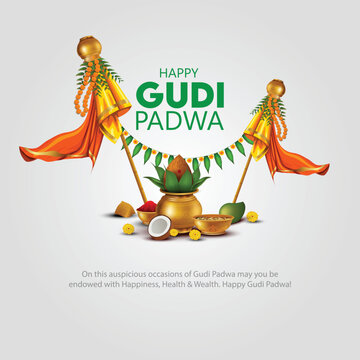 Happy Gudi Padwa with decorated background of celebration of India. abstract vector illustration design