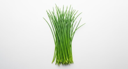 Obraz premium A large, freshly harvested bundle of bright green chives, long and slender, ready to be chopped and added to recipes, garden, aromatic, bunch