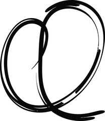 Abstract black ink scribble creates a stylized, messy heart shape or looping knot on a white background.