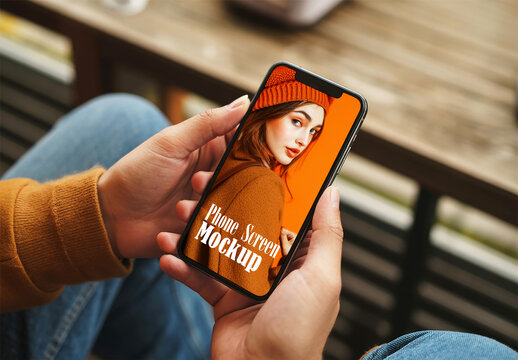 Handheld Phone Display Mockup