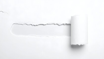 Ripped white paper with curled edge reveals a blank space underneath