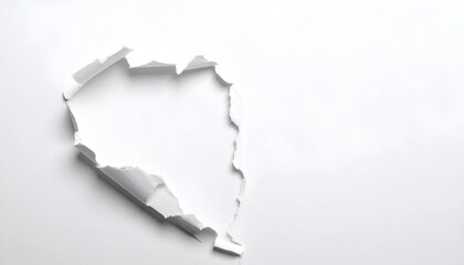 Torn white paper showing ragged edges, isolated against blank background
