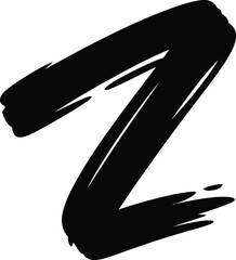 Bold black letter Z is rendered with thick, expressive brushstrokes suggesting dynamic, energetic movement across the frame.