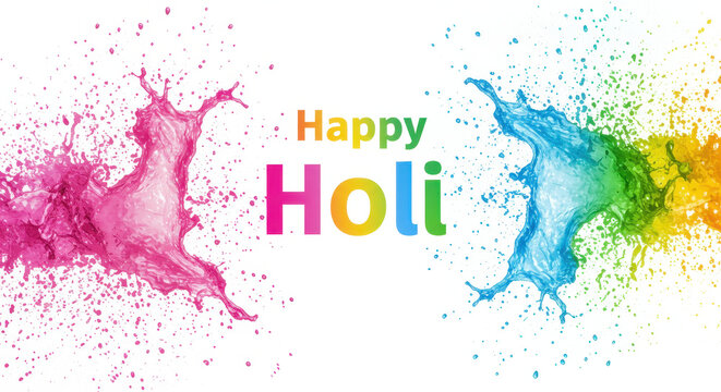 Happy Holi: Celebrate the joy and colors of the Holi festival with vibrant hues exploding in a burst of energy and festivity, embodying the spirit of new beginnings and triumph of good over evil.