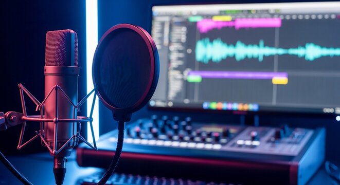 Radio Studio Audio Editing and Broadcasting Setup