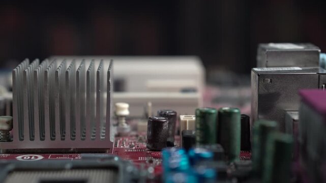 Electronic Waste Recycling, Computer Motherboard Details, Close Up