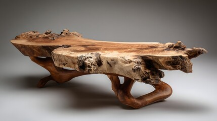 Fototapeta premium Unique Live Edge Coffee Table Crafted from Natural Wood.