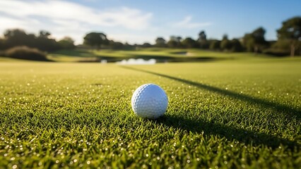 golf ball sitting on a green grassy field