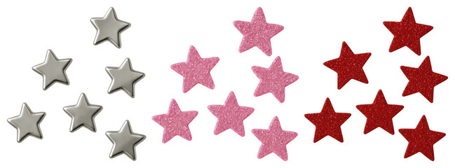 PNG Colorful glittery star decorations on transparent background