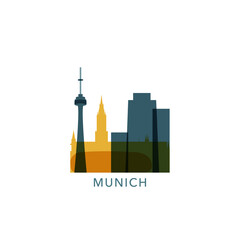 Fototapeta premium Munich logo, clip art with cityscape, skyline, panorama, sightseeing. Vector flat isolated illustration. Germany city image with landmarks and buildings
