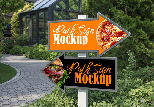 Outdoor Directional Path Sign Mockup