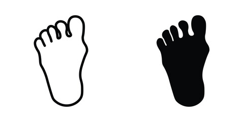 Human Foot Sole Outline and Solid Icon Illustration Vector