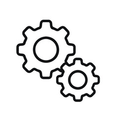 Obraz premium A simple line drawing of two interlocking gears on a white background