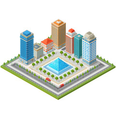 Corporate City Buildings Isometric Architecture Illustration