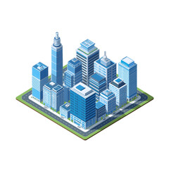 Isometric Downtown Skyline with Modern High Rise Buildings