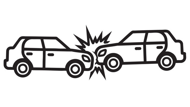 Car accident collision illustration with impact effect