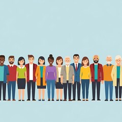 Obraz premium Diverse group of people standing together in a row, united and connected