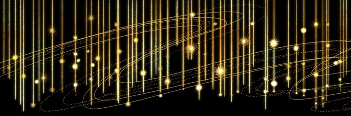 クリスマス風金のブラシストロークが輝く豪華,横長黒背景	