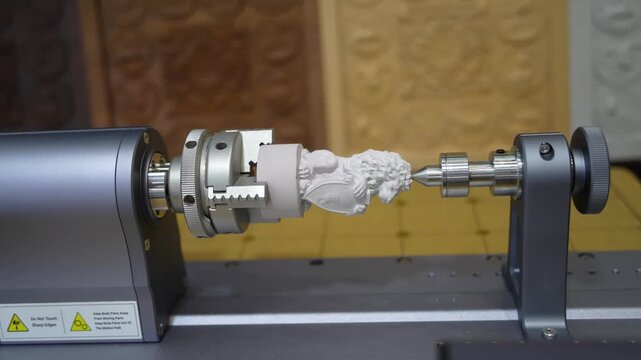 Milling machine cutting object workpiece. CNC engraving