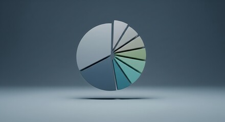 Fototapeta premium Abstract pie chart illustration with multiple segments on a gradient background.