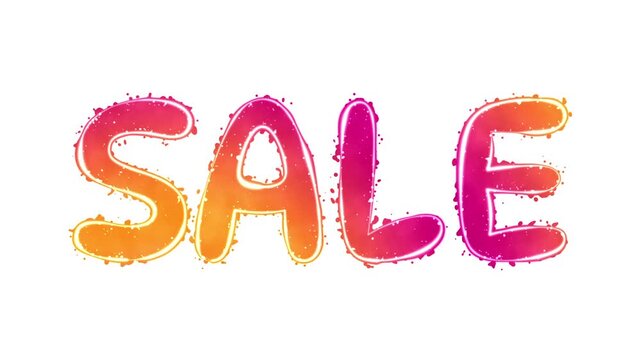 Sale, colored playful animated text on white background