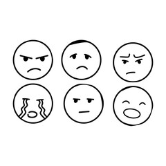 Emoji Style Faces - 6 Emotional Expressions Set