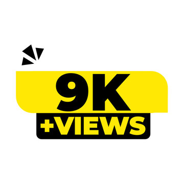 9K Views Audience Counter PNG, Platform Growth Badge Icon, Engagement Boost Label Graphic, Popular Content Tag Design, Viewer Count Sticker PNG, Digital Engagement Symbol