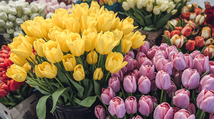 colorful tulips in the garden