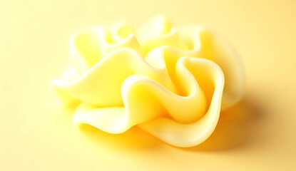 Yellow cream swirl on a matching pastel background. Culinary texture for food design.