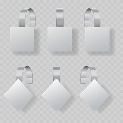 Realistic White Shelf Wobbler Mockup Set. Vector