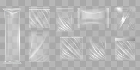 Fototapeta na wymiar Big Set Of Transparent Empty Plastic Packaging. EPS10 Vector illustration