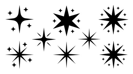 Obraz premium Assortment of black starburst and sparkle graphic icons