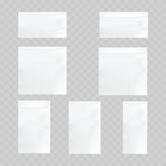 Realistic White Envelope Mockup Set. Vector Blank Paper Stationery Templates in Square, Horizontal and Vertical Sizes.