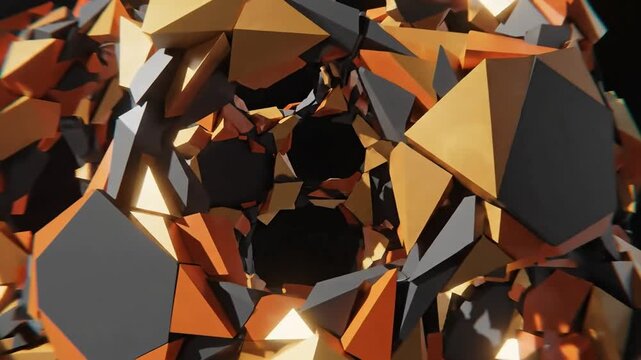 Abstract Geometric Diamond Shape - Golden and Dark Faceted Sphere with Dramatic Lighting for Luxury Design Technology and Innovation Concepts